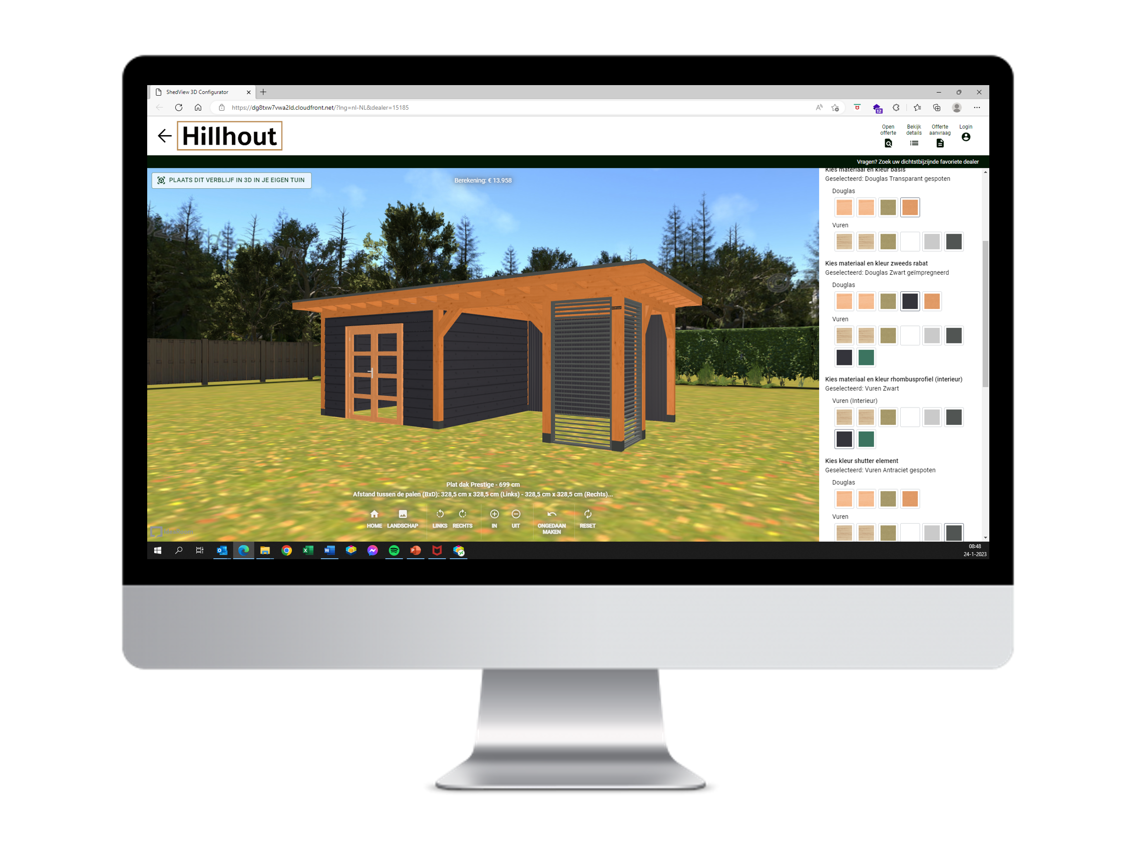 Foto van de hillhout configurator